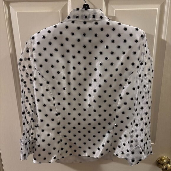 Another Thyme Women's Black/White Polka Dot Glitter Top Jacket Size: 8 Holiday - Picture 2 of 7